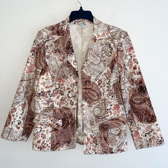 Austin Reed Brown Tapestry Blazer Jacket Womens 12 Bust 40” Paisley Floral - Picture 1 of 12